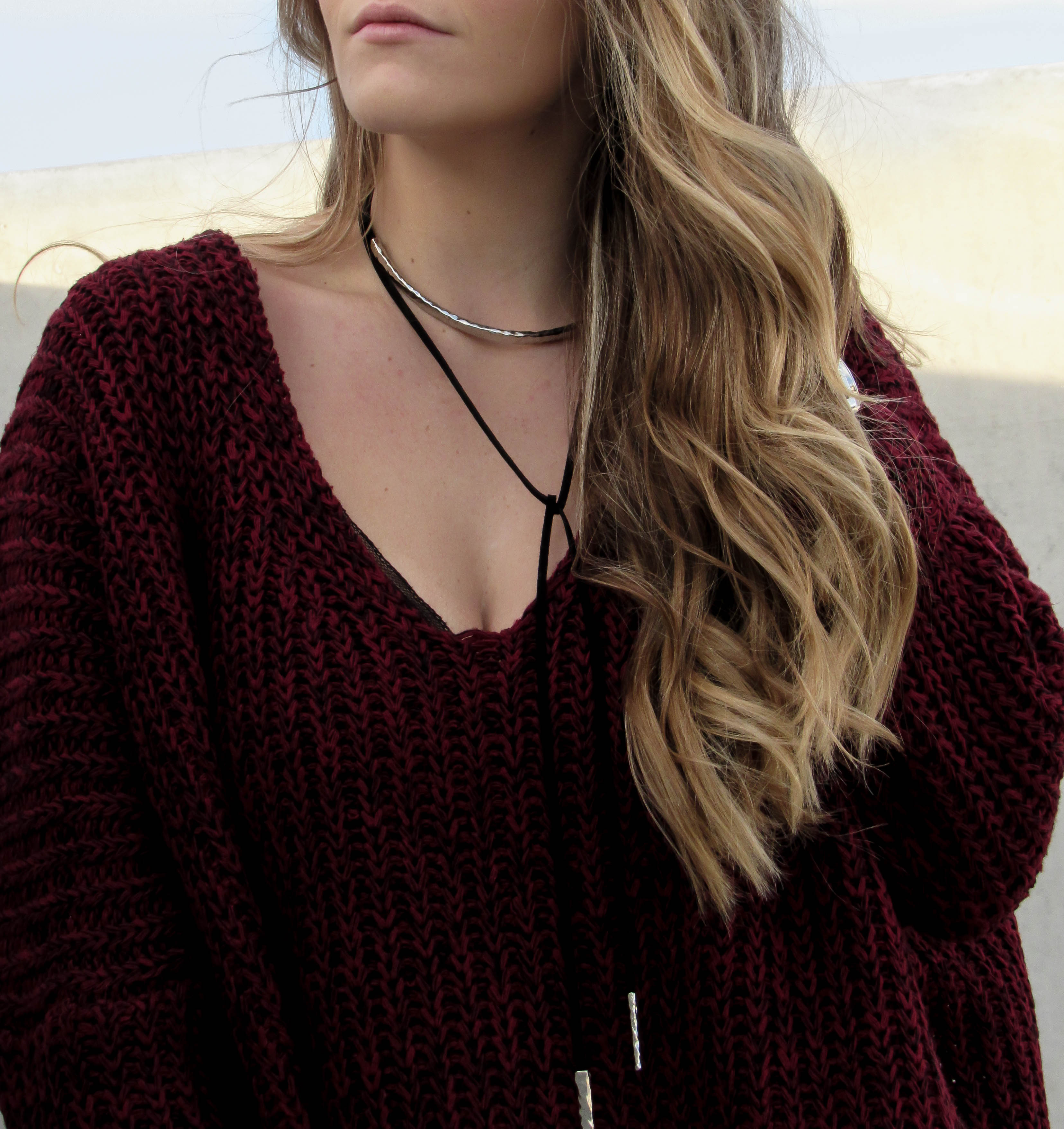 burgundy-marled-knit-drop-shoulder-sweater-shein